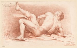後ろから見た裸の男性の着席 (3等賞 1789年) 作： Harmanus Jansz. Vinkeles