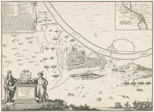 プラッテグロンド ヴァン ブダ、1686 年 市の計画と 1686 年のビュードの攻撃 (オブジェクトのタイトル) 作： Harmanus van Loon