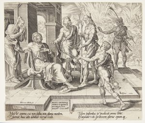 心の貧しい人は幸いです。 不幸の知らせを受けたヨブ 作： Harmen Jansz. Muller