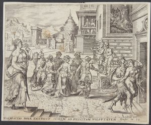 外に出てシェケムに誘惑されるダイナ 作： Harmen Jansz. Muller