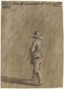 つば広帽子をかぶって左に歩く男の子 作： Harmen ter Borch