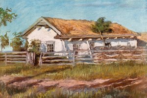 Veregin近くのDoukhobor家 作： Harold Copping