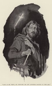 彼が行くと、彼は空中に別の短剣を見たと思った 作： Harold Copping
