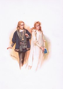 ハムレットとオフィーリア、ハムレットのイラスト 作： Harold Copping