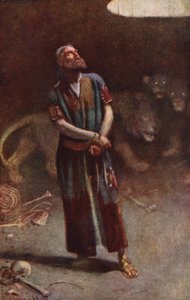 旧約聖書ライオンの巣の中のダニエル（カラーリトグラフ） 作： Harold Copping