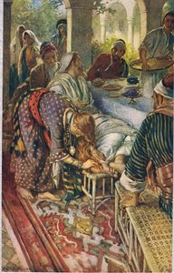 「軟膏の箱を持つ女性」、「聖書の女性たち」のイラスト、1927年宗教宗教協会発行 作： Harold Copping