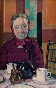 マウンター夫人、朝食テーブルで、1916年から17年 作： Harold Gilman