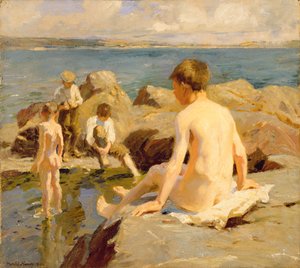 ニューリン近くのロックス (キャンバスに油彩) 作： Harold Harvey