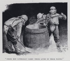 "These men literally carry their life in their hands" (bw/photo)