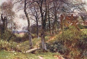 村への小道、オックリー（カラーリトグラフ） 作： Harold Sutton Palmer
