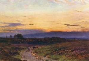 夏の夜、ミルフォード・コモン（カラーリトグラフ） 作： Harold Sutton Palmer