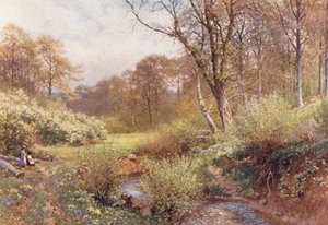 オックリー、春の森にて（カラーリトグラフ） 作： Harold Sutton Palmer