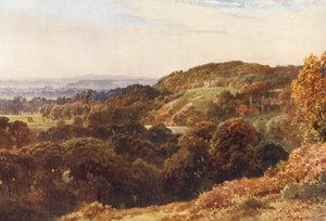 ギルフォード近郊の聖キャサリン礼拝堂（カラーリトグラフ） 作： Harold Sutton Palmer