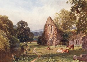 ウェーバリー修道院、ファーナム近郊（カラーリトグラフ） 作： Harold Sutton Palmer