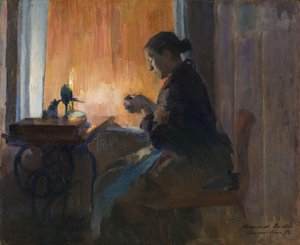 ランプの光で 作： Harriet Backer