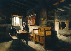 ファーム・インテリア ブルターニュ（オイル） 作： Harriet Backer