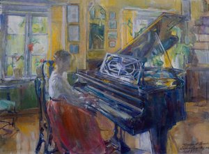 ロイテン牧師館の音楽、インテリア 作： Harriet Backer