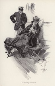 療養中の女性と話す船上の船長（リトグラフ 作： Harrison Fisher