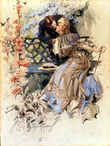 婚約日、1906年（紙にトイレ） 作： Harrison Fisher