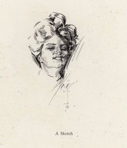 ペン画で描かれた女性の肖像（リトグラフ 作： Harrison Fisher
