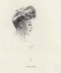 横顔の女性の肖像（リトグラフ 作： Harrison Fisher