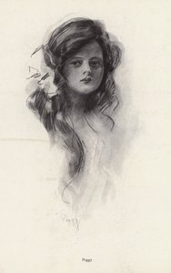 ペギーという少女の肖像（リトグラフ 作： Harrison Fisher