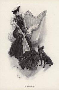 午後のソーシャルコールをする女性（リトグラフ 作： Harrison Fisher