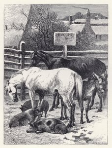ポンドの中の動物たち（彫刻 作： Harrison William Weir
