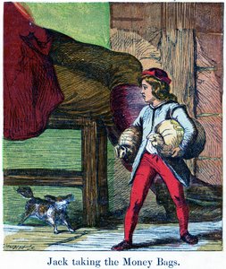 巨人の城、1867年（クロモリト）からお金の袋を取るジャック 作： Harrison William Weir