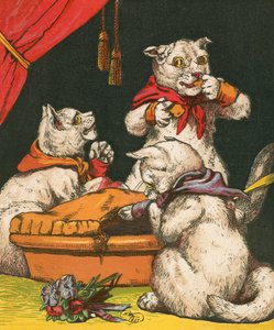 ミトンでパイを食べるいたずらな子猫 作： Harrison William Weir