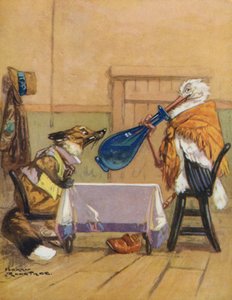 イソップ寓話集キツネとコウノトリ（カラーリトグラフ） 作： Harry (1878 1950) Rountree