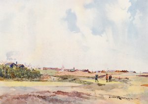 ゴルフコースライサム＆セントアンズ、7番ティー（カラーリトグラフ） 作： Harry (1878 1950) Rountree