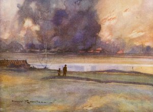 ゴルフコースポースカウル、18番グリーンへ（カラーリトグラフ） 作： Harry (1878 1950) Rountree