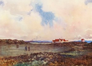 ゴルフコースポートマーノック、18番ホールのセカンドショット（カラーリトグラフ） 作： Harry (1878 1950) Rountree
