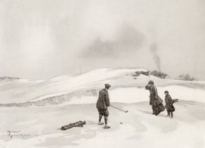 ゴルフコーススキグネス、9番ホールのセカンドショット（リトグラフ） 作： Harry (1878 1950) Rountree
