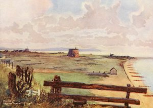 ゴルフコースフェリクストウ、コース全景（カラーリトグラフ） 作： Harry (1878 1950) Rountree