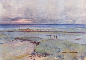 ゴルフコースミュアフィールド、4番、14番グリーン（カラーリトグラフ） 作： Harry (1878 1950) Rountree