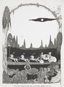 "彼女は喜びを抑えきれずに走り去った。"シンデレラとガラスの靴」の挿絵。 作： Harry Clarke