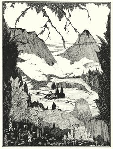 エドガー・アラン・ポー：ランドーのコテージ（リトグラフ） 作： Harry Clarke