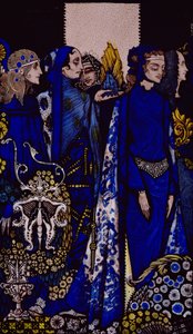 Etain、Helen、Maeve、Fand、JM Synge pubの &39;Queens&39;からのHarry ClarkeによるGolden Deirdreのテンダーハンドイラスト。 1909