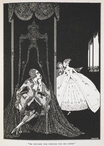 "彼は王女を自分の女王だと思っていた"。ロバの皮」の挿絵。 作： Harry Clarke