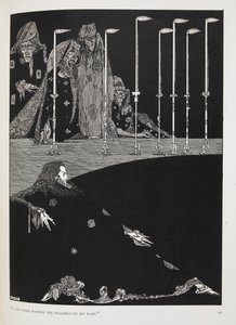私は彼らが私の名前の音節を作るのを見た」。物語「落とし穴と振り子」の挿絵。
