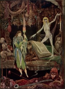 「Methinks, a Million Fools in Choir / are Raving and Will Never Tire」、ゲーテ作『ファウスト』の挿絵、ジョン・アンスター訳 作： Harry Clarke
