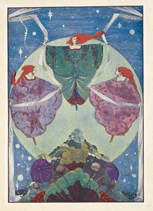 エルフの丘。彼らは霧と月光で織られたショールを羽織って踊っていた。 作： Harry Clarke