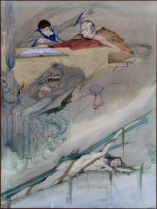 アッシャー家の陥落、1923年（鉛筆とトイレ） 作： Harry Clarke