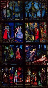 ジュネーブウィンドウ、初期のアイルランド文学、1929年のシーンを描いた8つのパネル