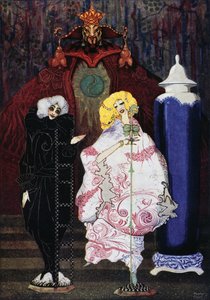 ハンス・クリスチャン・アンデルセン（1805-1875）の童話「羊飼いの女と煙突掃除人」、ハリー・クラーク（1890-1931）の挿絵
