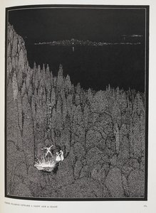 輝きと眩しさが上方に閃いた』。短編小説「金の虫」の挿絵。