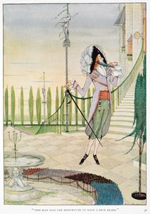"この男は不運にも青髭を持っていた"髭を撫でる青髭。 作： Harry Clarke