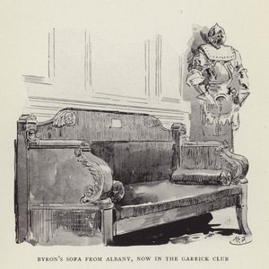 アルバニーのバイロンズソファ、現在はギャリッククラブに 作： Harry Furniss